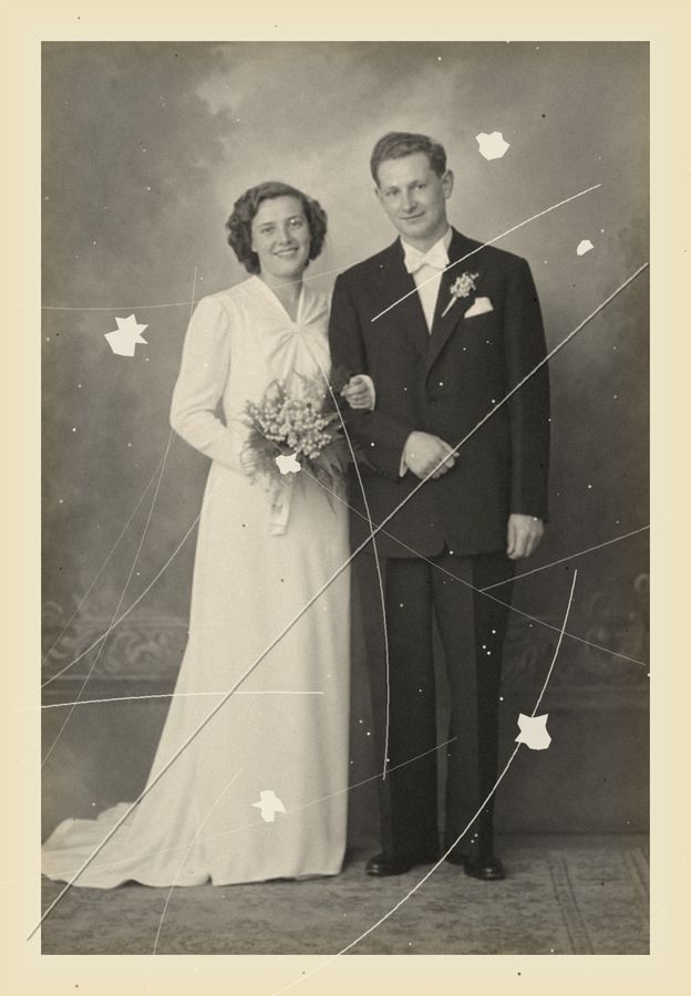 The scan, with scratches, dust and faded colours
